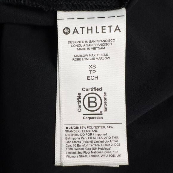 Athleta Marlow Maxi Dress Womens XS Black Side Slits Stretchy Oversized V Neck - Picture 16 of 16